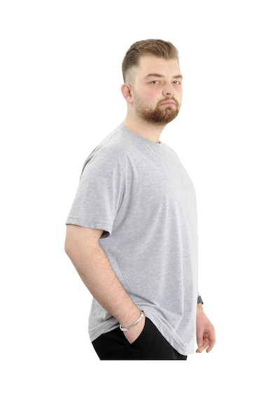 Mode Xl Battal Beden Erkek Tişört Bisiklet Yaka Baskılı The Other Sıde U24039 Grimelanj Gri Melanj