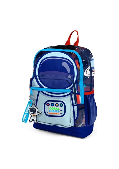 Coral High Kids Saks Mavi Astronot Desenli Dört Bölmeli Okul Sırt Çantası 23724