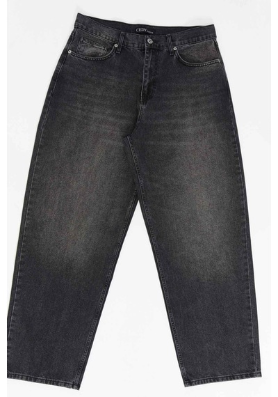 Cedy Denim Cedy Denım Yüksek Kalite Erkek Yüksek Bel Baggy Skater Jean Koyu Gri