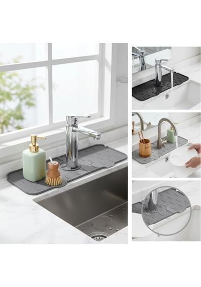 Deconox Silikon Musluk Matı Ve Lavabo Sıçrama Önleyici Mutfak Ve Banyo İçin Su Tahliyeli Tezgah Ko Sku: Smgstk73741e0f21