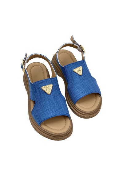 Kadın Rad Koyumavi Keten Bilekten Bağlamalı Sandalet 4 Cm Sn100 001