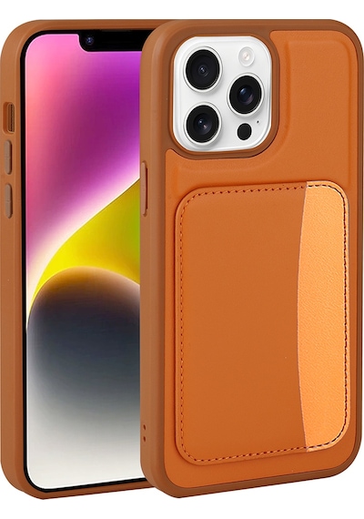 Apple Uyumlu iPhone 16 Pro Kılıf Kartlıklı Zore X-kart Silikon Kapak - Turuncu Turuncu