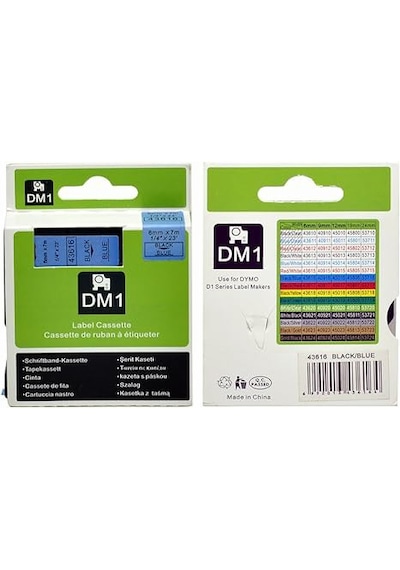 Puun Dymo D1 43616 6 Mm X 7 Mt Muadil Mavi Etikete Siyah Yazı Şer