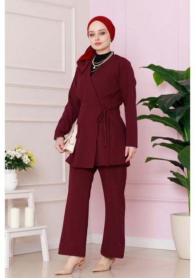 Sevitli Yandan Bağlamalı Hürremtakım-bordo-4747