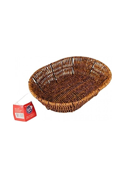 Hasır Oval Sepet Rattan Ekmek Sepeti - Meyve Sepeti 27x20x7cm Kahverengi