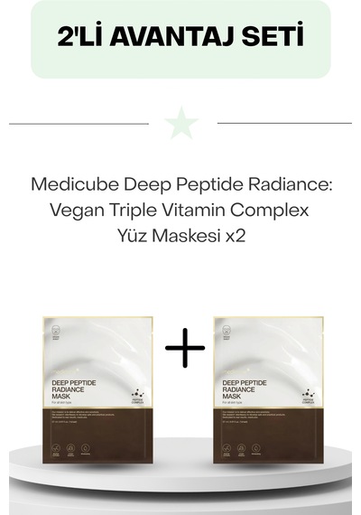 Medicube Deep Peptide Radiance: Vegan Triple Vitamin Complex Yüz Maskesi İkili Set