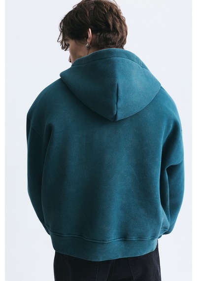 Vamos Boxy Fit Metal Klips Kapama Sweatshirt Nefti Yeşil