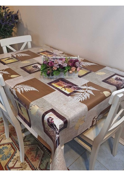 Elyaflı Pvc Masa Örtüsü Modern, Dayanıklı, Silinebilir Ve Şık Görünüm Mrl221 Kahverengi