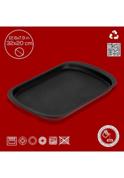 Lava Döküm Dikdörtgen Servis Tabağı Ölçü 32x20cm.-bordo Bordo