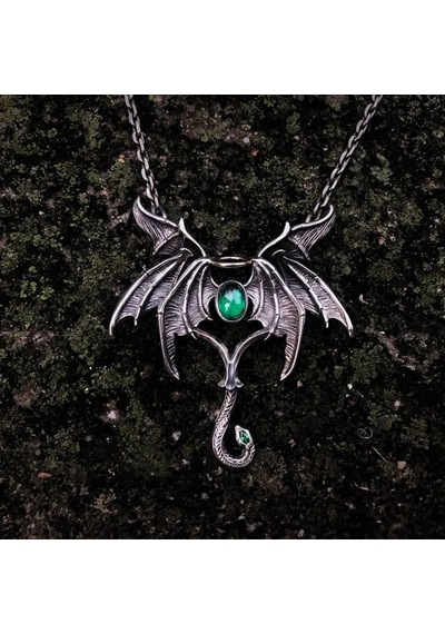 DÜKKAN DESİGN Dükkan Design Mitolojik Snake Head Dragon Kolye Gri - Siyah
