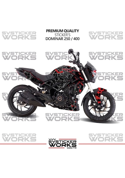 Bajaj Dominar 250 / 400 Kaplama Sticker Crimson Web Design Motor Kaplama Modeli Hazır Kit Tüm Modeller Uyumlu Siyah
