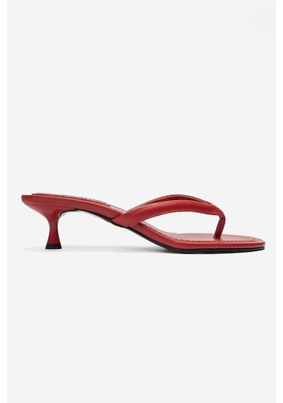 Luvi Shoes Norell Kırmızı Cilt Parmak Arası Kadın Topuklu Terlik