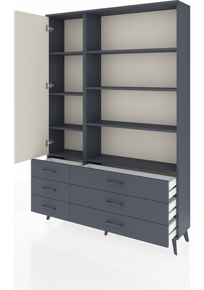 Arges Dolap 8 Raflı 6 Çekmeceli Tek Kapaklı 132x30x195 Antrasit-aytaşı/antrasit Aytası/antrasıt Arges Dolap 8 Raflı 6 Çekmeceli Tek Kapaklı 132x30x195 Antrasit-aytaşı/antrasit Aytası/antrasıt