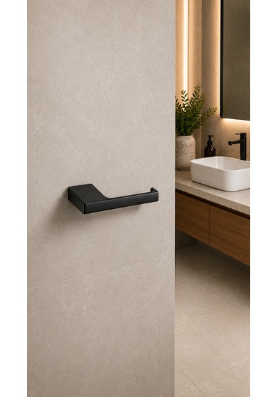 Flat Tuvalet Kağıtlığı Mat Siyah Ba1019 002 Al6