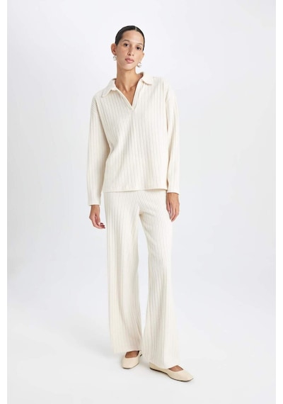 Defacto Wide Leg Eşofman Altı Normal Bel Fitilli Kaşkorse Kumaş Basıc B2405AX24AU Bej