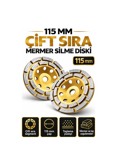 Çift Sıra 115 Mm Elmas Mermer Silme Diski Avuç Taşlama