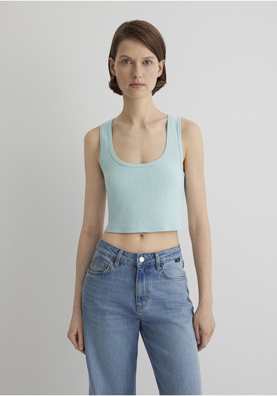 Mavi - Yeşil Crop Basic Atlet 1613071-71731 Yeşil