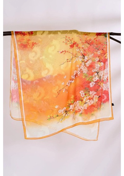 Xiangyun Gazlı Bez Eşarp Dijital Baskı 72x90 Cm. K105330 Beyaz