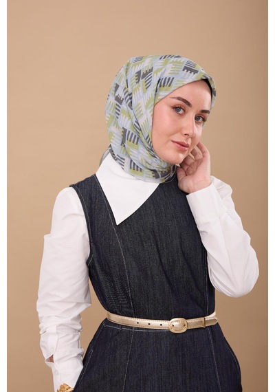 Silk Home Yaz Esintisi Eşarp 150001-09 Yeşil, Bebe Mavi, Füme, Gümüş
