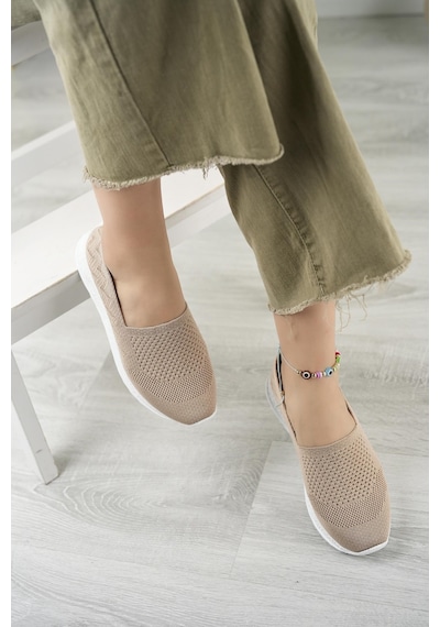 Nesilshoes Nesil Shoes Aky 055 Nude Triko Yazlık Kadın Ayakkabı Ten