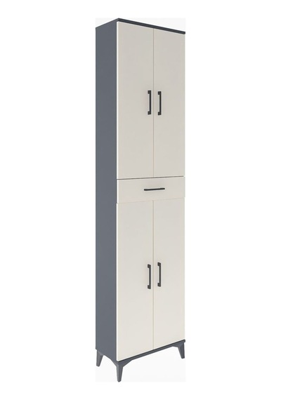 Arges Dolap 5 Raflı Tek Çekmeceli 4 Kapaklı 60x30x243 Antrasit-aytaşı Antrasit