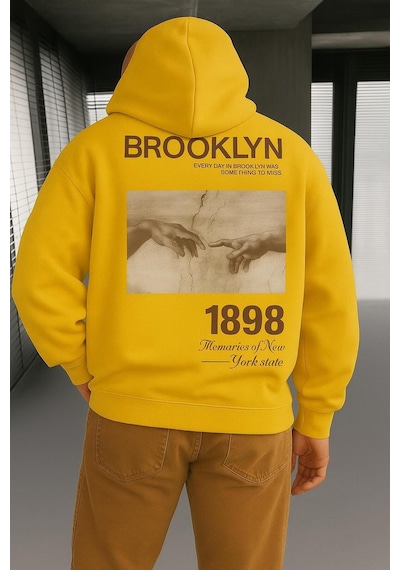 Brooklyn Baskılı Sweatshırt Sari