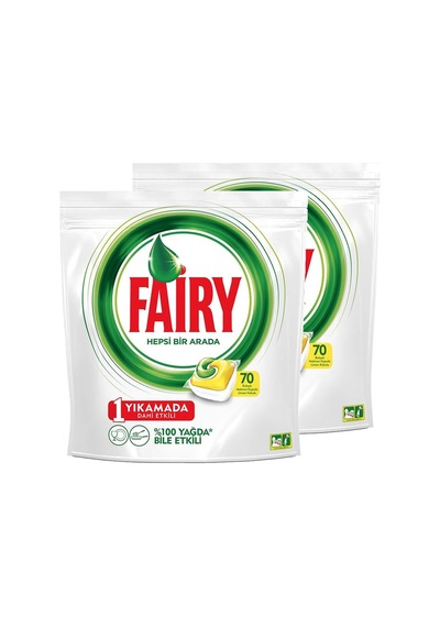 Hepsi Bir Arada 140 Yıkama Bulaşık Makinesi Deterjanı Kapsülü, Limon Kokulu 70 X 2