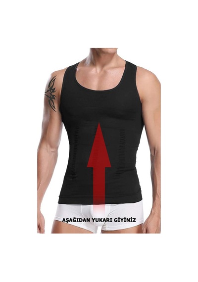 Young Fit Göbek Sıkılaştırıcı Erkek Siyah Korse Atlet Siyah