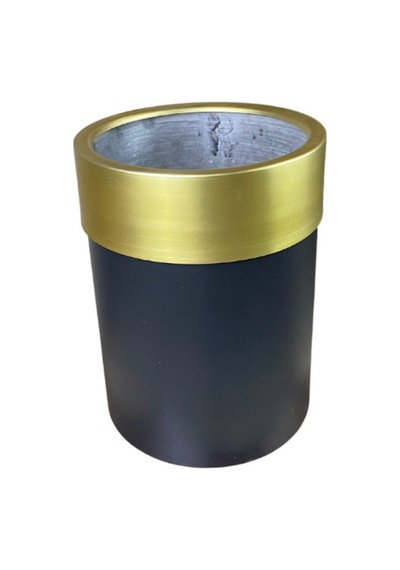 Cihan Çiçekçilik Gold Kemerli 40x30 Siyah Saksı Beyaz- Yeşil