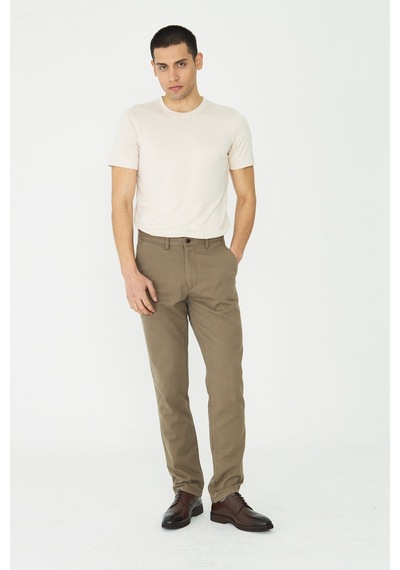 Koyu Bej Modern Kesim Chino Erkek Spor Pantolon VİZON Koyu Bej Modern Kesim Chino Erkek Spor Pantolon VİZON