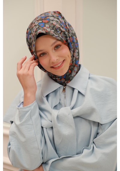 Silk Home Soft Eşarp 73081-01 Antrasit, Turuncu, Mavi, Gümüş