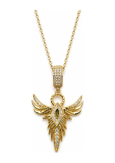 Melek Kanat Gold Kolye 316l Paslanmaz Çelik Taşlı Kadın Hediye Altın - Gümüş