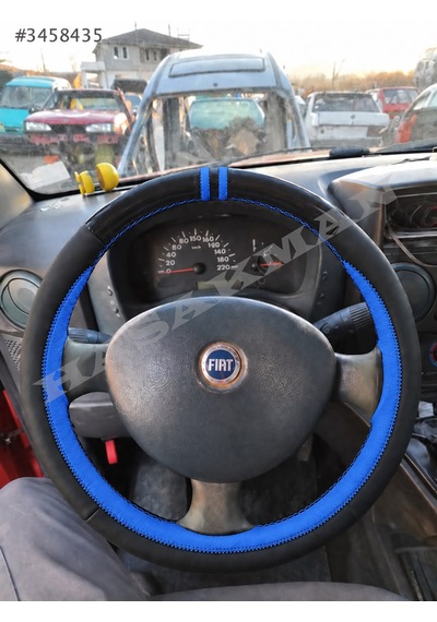 Fiat Doblo 1 Dikme Direksiyon Kılıfı Parlak Siyah Mavi Detaylı Mavi Çift Yüzük Ve Dikiş 2005-2010