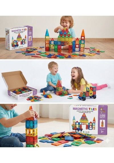 Montessori 3d Manyetik Yapı Taşları Çocuklar İçin Abs Çevre Dostu Mıknatıs Yapı Taşları