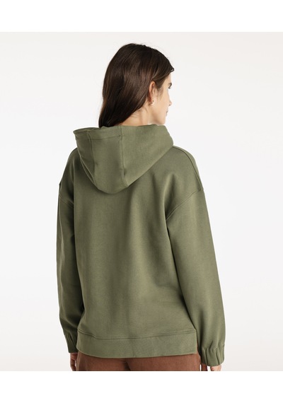 Yargıcı Yırtmaç Ve Kol Ucu Lastik Detaylı Kapşonlu Sweatshirt Haki