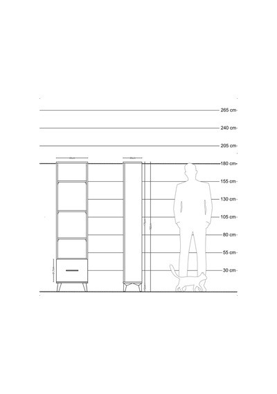 Arges Dolap 4 Raflı Tek Çekmeceli 44x30x182 Antrasit-çam Antrasit
