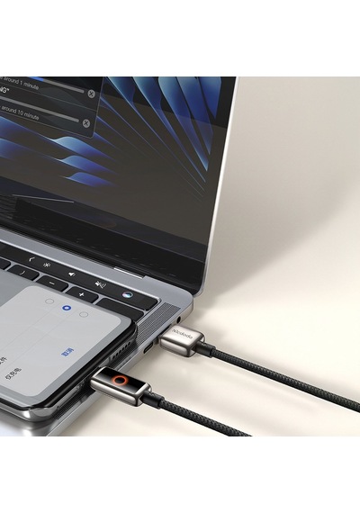 Mcdodo CA-6650 6A Usb Type-C Halo Solunum Işıklı Şarj Kablosu 1.2 M Siyah