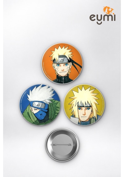 Naruto & Hokage Efsaneleri Kakashi Minato Çanta Süsü Rozet İğneli Buton Rozet Seti 58 Mm 3'lü Çok Renkli