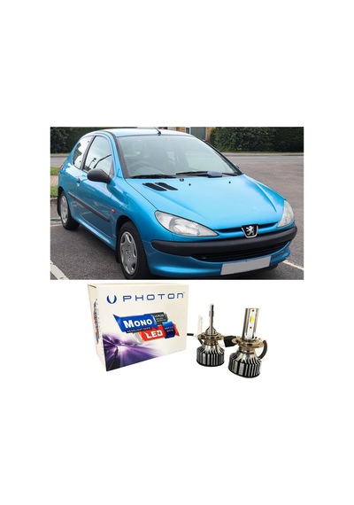 Peugeot 206 Led Xenon Uzun + Kısa Far Ampulü H4 Mono Yeni Seri Beyaz 1998-2003