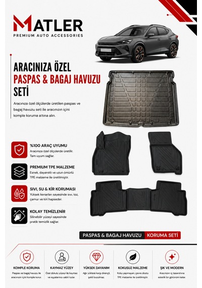 Cupra Formentor 2025 Model 4d Ekstra Havuzlu Paspas Ve Bagaj Havuzu Set