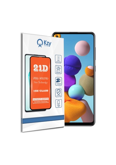 Samsung Galaxy A21S ile Uyumlu Tam Kaplayan 21D Temperli Ekran Koruyucu Cam