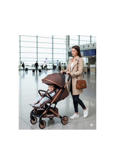 Tommybaby Quantum Kabin Travel Bebek Arabası Kabin Boy Bebek Arabası Pedli Katlanabilir Yağmurluk Hediye Gri