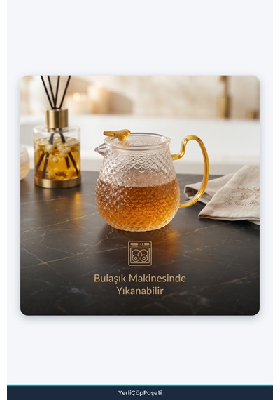 Şık Tasarımlı Cam Demlik - 550 Ml - Borosilikat Cam Şeffaf