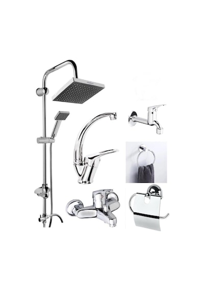 6'Lı Duş Seti Duş Robotu Banyo Bataryası Lavabo Bataryası Havlulu Diğer