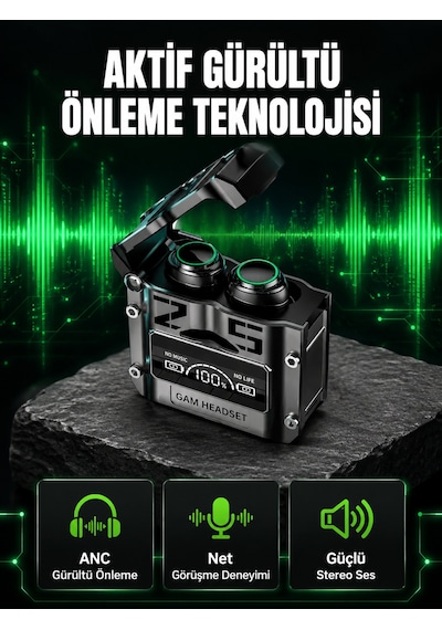 Anc Gürültü Önleyici Stereo Ses Bluetooth Kulaklık