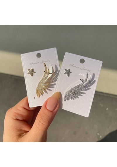 Altın Kaplama Kanatlı Yıldız Kıkırdak Küpe Gold