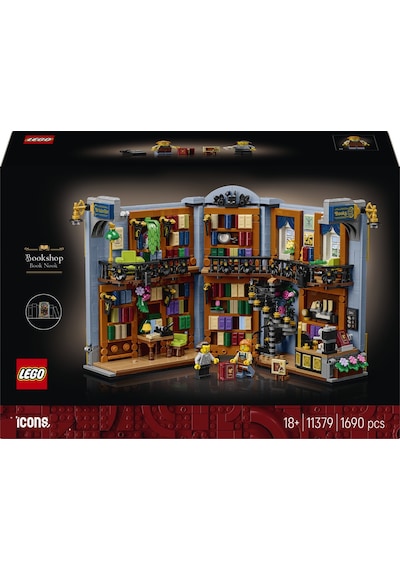 LEGO® Icons Kitabevi: Kitaplık Dekoru 11379 - Yetişkinler için Minifigür İçeren Yaratıcı Model Yapım Seti (1690 Parça)