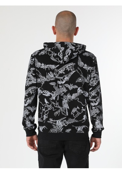 Colin's Regular Fit Baskılı Kapüşonlu Siyah Erkek Sweatshirt CL1061533_Q1.V2_BLK
