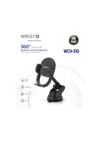 Araç İçi Uzayan Ayarlanabilir Vantuzlu Otomatik Telefon Tutucu - Cam Ve Torpido Için Yüksek Kalite Wch-310