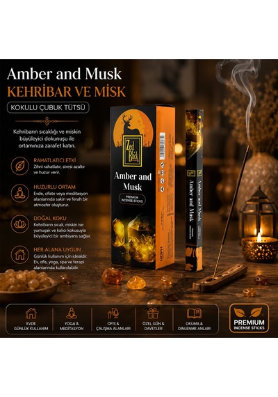 Zed Black Amber Ve Musk Çubuk Tütsü- 6'li Paket